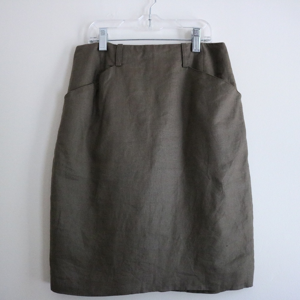 Vintage Taupe Pencil Skirt with Pockets